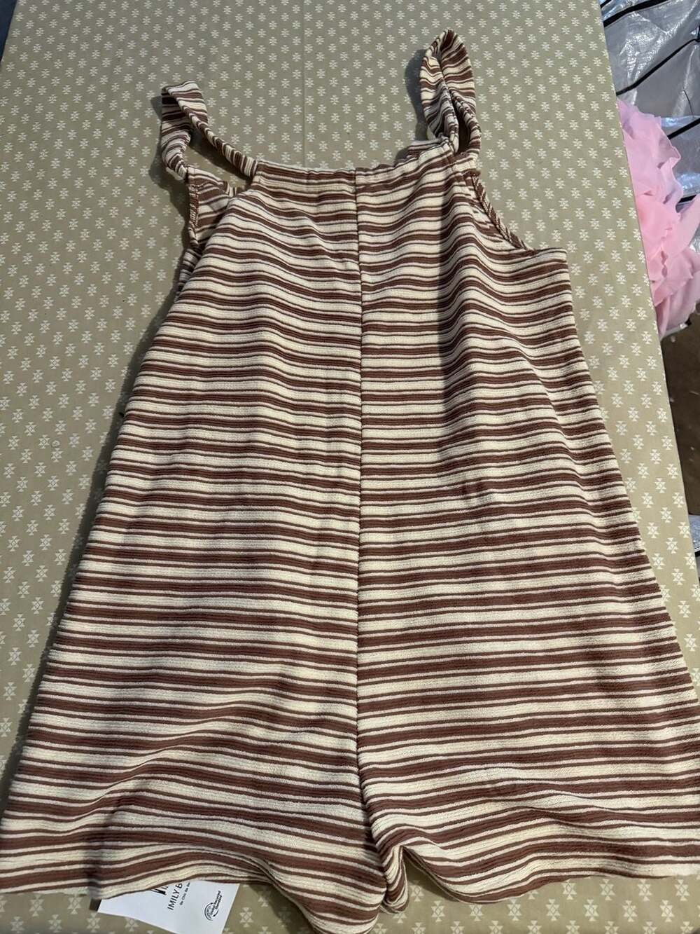 Imily Bela Women's Striped Knit Romper with Tie Straps and Pockets